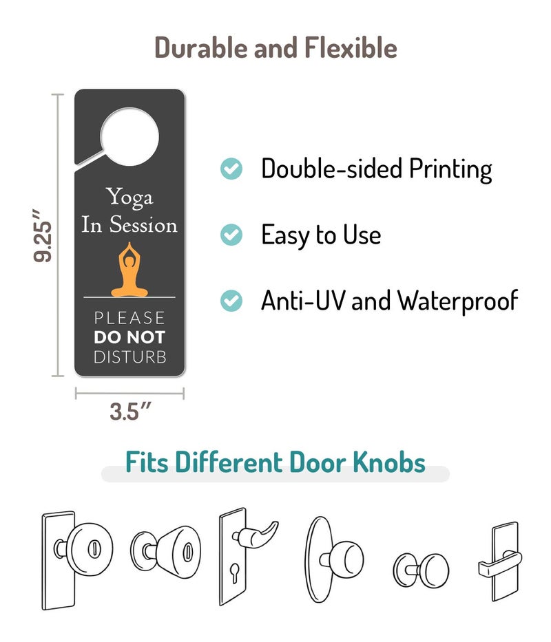 Fun-Plus Do Not Disturb Door Hanger Sign, 2 Pack, Please Do Not Disturb Sign, Yoga In Session - Image 2